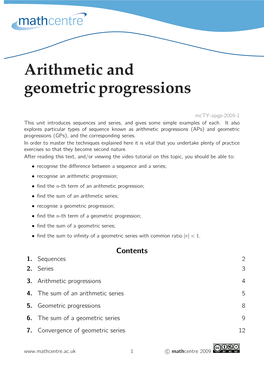 Arithmetic and Geometric Progressions