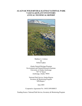 Alagnak Wild River & Katmai National Park Vascular Plant Inventory Annual Technical Report