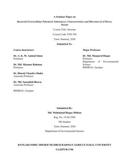 Bacterial Extracellular Polymeric Substances