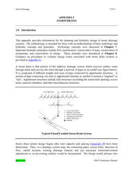 Hydraulics Manual Chapter 13 APPENDIX F – STORM DRAINAGE