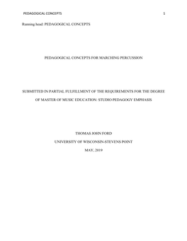 Thesis- Pedagogical Concepts for Marching Percussion