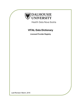 VITAL Data Dictionary