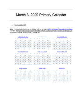 March 3, 2020 Primary Calendar