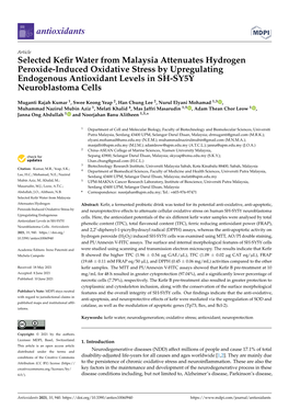 Selected Kefir Water from Malaysia Attenuates Hydrogen Peroxide