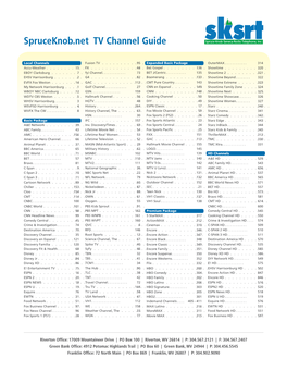 Spruceknob.Net TV Channel Guide