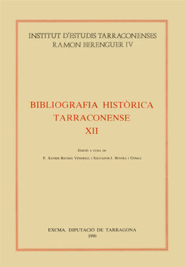 Bibliografia Histórica Tarraconense Xii