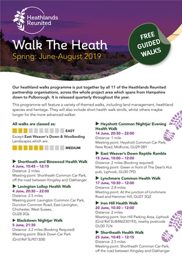 Walk the Heath GUIDED Spring: June-August 2019 WALKS