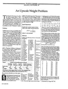 An Upscale Weight Problem