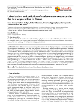 Urbanization and Pollution of Surface Water Resources in the Two Largest Cities in Ghana