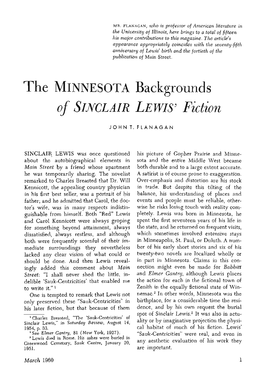 SINCLAIR LEWIS' Fiction