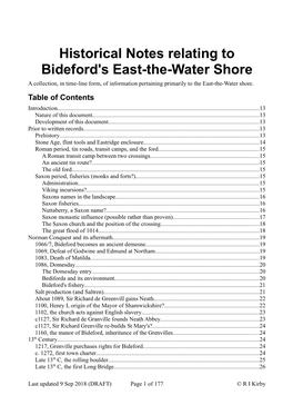 Historical Notes Relating to Bideford's East-The-Water Shore.Odt