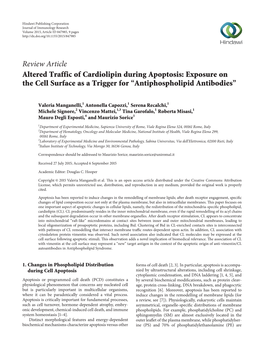 Altered Traffic of Cardiolipin During Apoptosis: Exposure on the Cell Surface As a Trigger for (Antiphospholipid Antibodies)