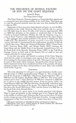 The Influence of Several Factors of Site on the Giant Sequoias }Ames D