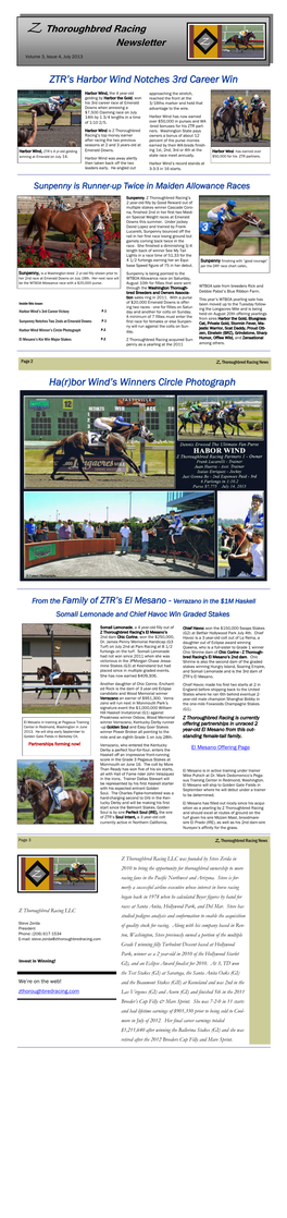 Zthoroughbred Racing Newsletter