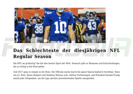 Das Schlechteste Der Diesjährigen NFL Regular Season