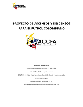 Proyecto De Ascensos Y Descensos Para El Fútbol Colombiano