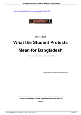 What the Student Protests Mean for Bangladesh
