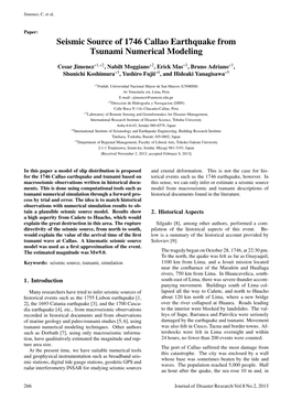 Seismic Source of 1746 Callao Earthquake from Tsunami Numerical Modeling