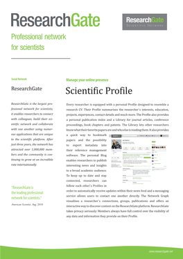Researchgate Professional Network for Scientists