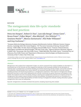 The Metagenomic Data Life-Cycle: Standards and Best Practices Petra Ten Hoopen1, Robert D