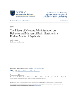 The Effects of Nicotine Administration on Behavior and Markers of Brain Plasticity in a Rodent Model of Psychosis