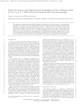 Vapor Pressures and Vaporization Enthalpies of the N-Alkanes from C31 to C38 at T ) 298.15 K by Correlation Gas Chromatography