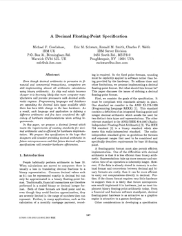 A Decimal Floating-Point Speciftcation