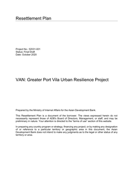 52031-001: Port Vila Integrated Urban Improvements Project