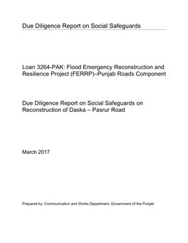 Flood Emergency Reconstruction and Resilience Project, Loan No. 3264