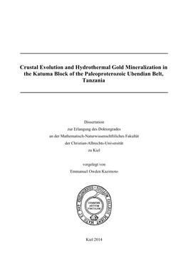 Crustal Evolution and Hydrothermal Gold Mineralization in the Katuma Block of the Paleoproterozoic Ubendian Belt, Tanzania