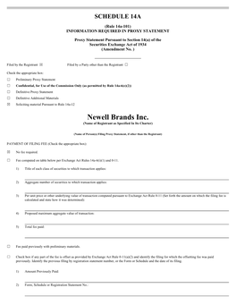 Newell Brands Inc. (Name of Registrant As Specified in Its Charter)