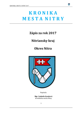 Kronika Mesta Nitry 2017 K R O N I K a M E S T a N I T R Y