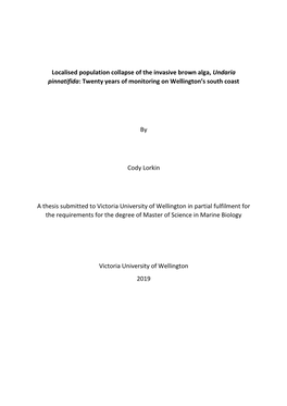 Localised Population Collapse of the Invasive Brown Alga, Undaria Pinnatifida: Twenty Years of Monitoring on Wellington’S South Coast