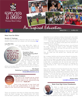 An Inspired Education NEWSLETTER 11 │ 19 APRIL 2018