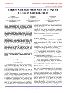 Satellite Communication with the Merge on Television Communication