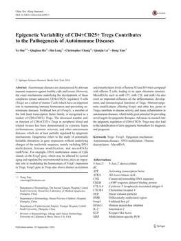 Epigenetic Variability of CD4+CD25+ Tregs Contributes to the Pathogenesis of Autoimmune Diseases