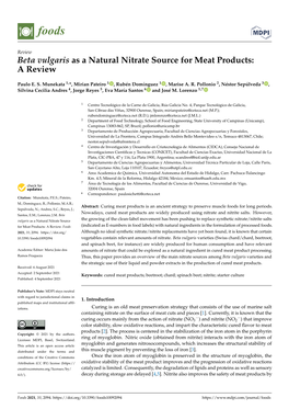 Beta Vulgaris As a Natural Nitrate Source for Meat Products: a Review