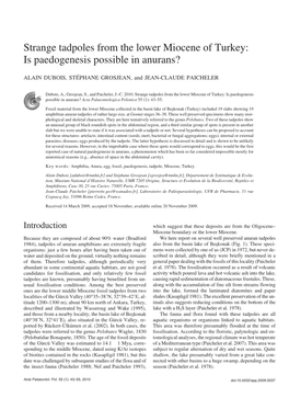 Strange Tadpoles from the Lower Miocene of Turkey: Is Paedogenesis Possible in Anurans?