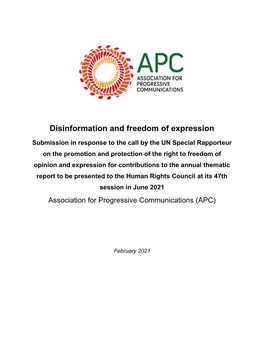 Disinformation and Freedom of Expression