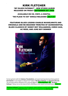 KIRK FLETCHER “MY BLUES PATHWAY” – NEW STUDIO ALBUM RELEASED on FRIDAY SEPTEMBER 25Th, 2020