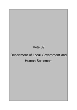 Vote 09 Department of Local Government and Human Settlement