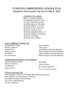 COMPREHENSIVE GENERAL PLAN Adopted by the Evanston City Council May 8, 2000