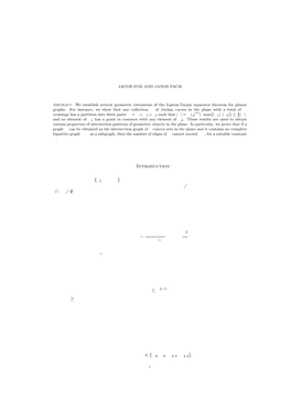 Separator Theorems and Turán-Type Results for Planar Intersection Graphs
