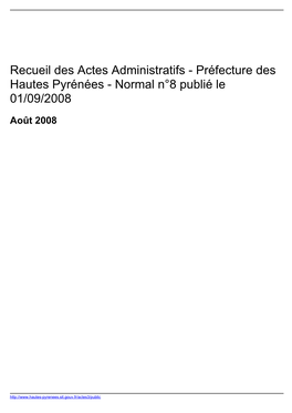 Recueil Des Actes Administratifs Normal Août 2008