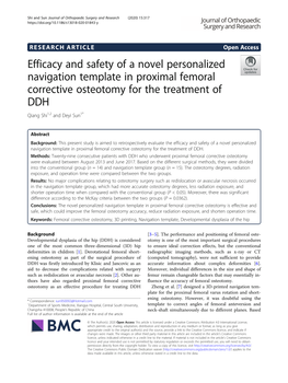 Efficacy and Safety of a Novel Personalized Navigation Template in Proximal Femoral Corrective Osteotomy for the Treatment of DDH Qiang Shi1,2 and Deyi Sun1*