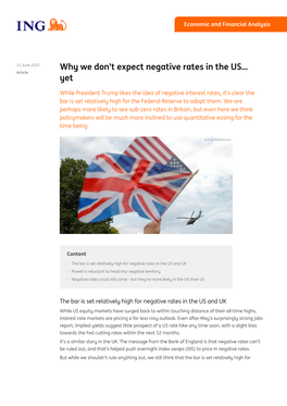 Why We Don't Expect Negative Rates in the US…