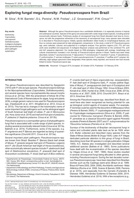 Exploring Fungal Mega-Diversity: &lt;I&gt;Pseudocercospora&lt;/I&gt; from Brazil