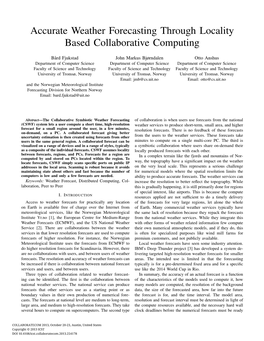 Accurate Weather Forecasting Through Locality Based Collaborative Computing