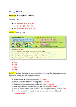 Maths Answers Warm Up