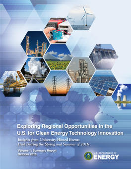 Exploring Regional Opportunities in the U.S. for Clean Energy Technology Innovation Volume 1